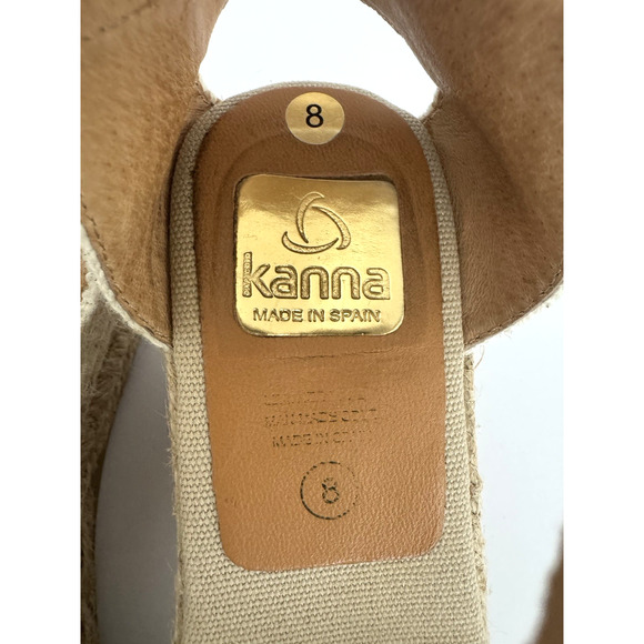 Kanna Espadrille Sandals 8 Blue Suede Peep-Toe Ankle Strap Jute Wedge Spain - Picture 3 of 15